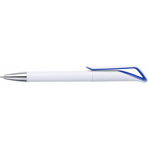 White ballpen with geometric swan neck - Reklamnepredmety