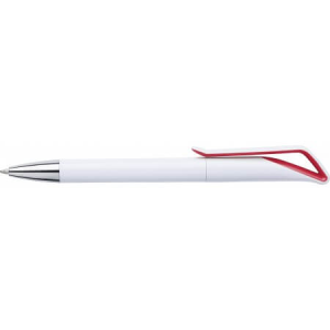 White ballpen with geometric swan neck - Reklamnepredmety