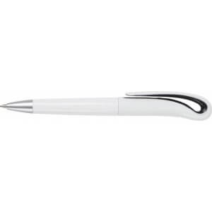 White ball pen with swan neck.