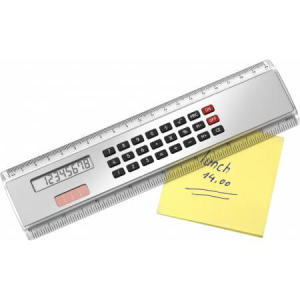 ABS Ruler (20cm) with calculator, Black/silver - Reklamnepredmety