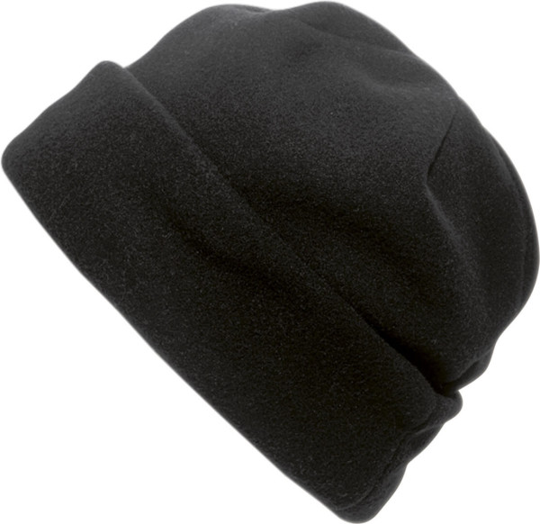 Polyester fleece beanie.