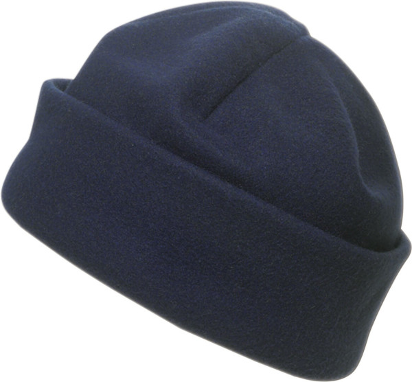 Polyester fleece beanie.