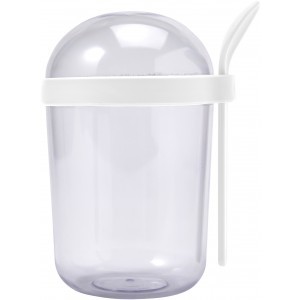 Plastic breakfast cup with spoon
