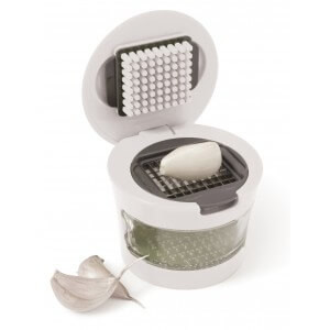 Plastic with stainless steel garlic cutter