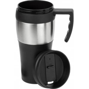 500ml Travel mug, Black/silver - Reklamnepredmety