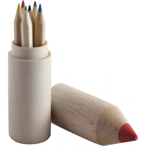 Pencil holder with 6 pencils, Brown - Reklamnepredmety