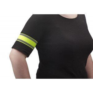 Arm band with reflective stripes