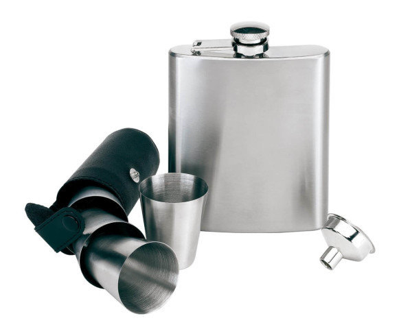 7 piece stainless steel hip flask set "Gentleman"