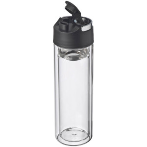 Double wall glass bottle with stainless steel sieve, leakproof - Reklamnepredmety