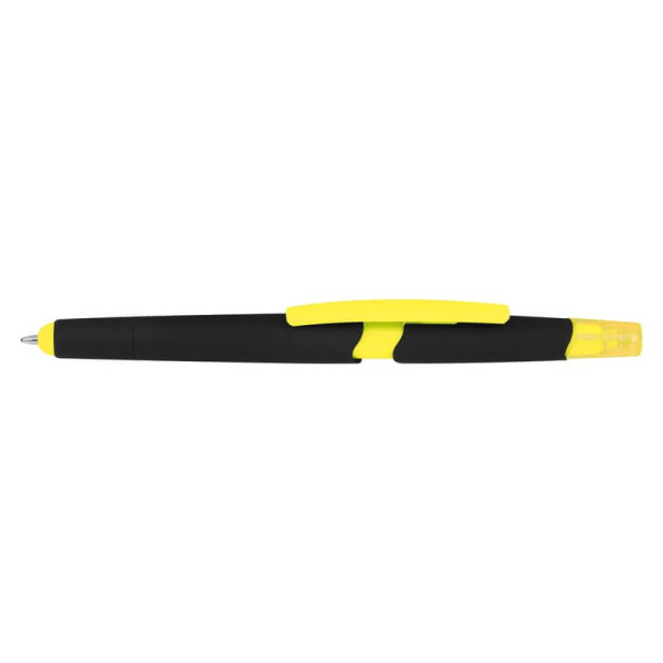 Plastic ballpen with highlighter and touch function