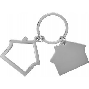 Zinc alloy house keychain, Silver - Reklamnepredmety