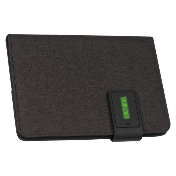 DIN A5 notebook with integrated LED light and powerbank