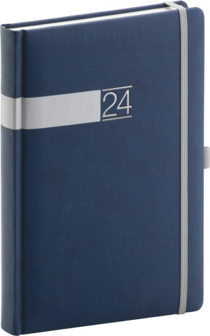 Denný diár Twill 2021, modro-strieborný, 15 × 21 cm - Reklamnepredmety