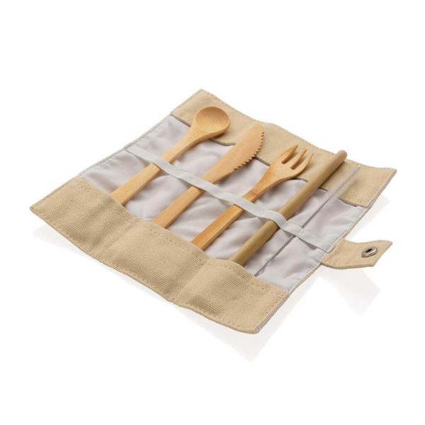 Reusable ECO bamboo travel cutlery set