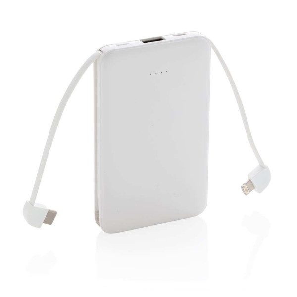 5.000 mAh Pocket Powerbank with integrated cables