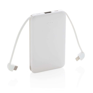 5.000 mAh Pocket Powerbank with integrated cables - Reklamnepredmety