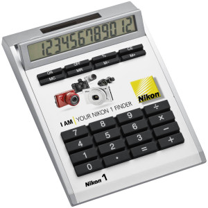 Own-design desk calculator with insert without holes, small