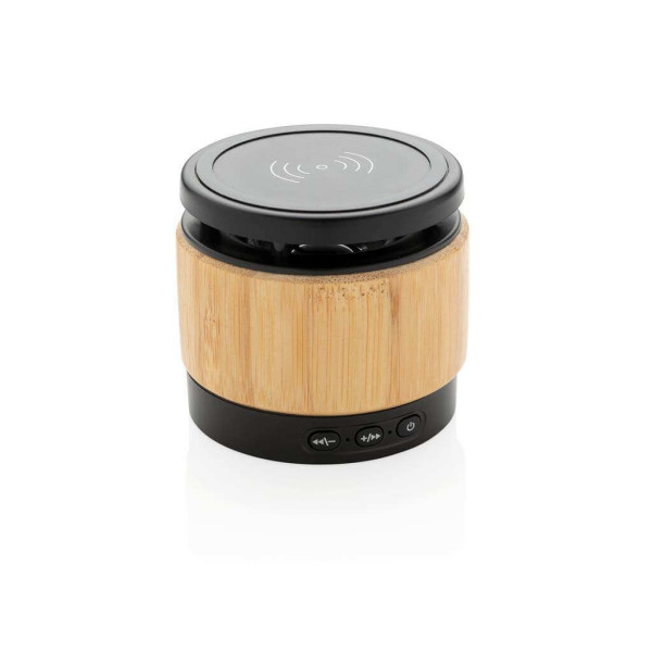 Bamboo wireless charger speaker