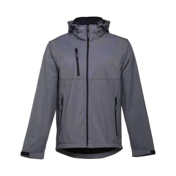 ZAGREB. Men's softshell with removable hood