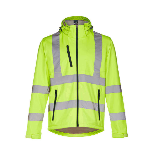 High-visibility softshell jacket for men, with removable hood ZAGREB WORK