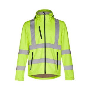 High-visibility softshell jacket for men, with removable hood ZAGREB WORK - Reklamnepredmety