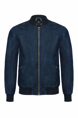 Men's Denim Bomber Jacket - Reklamnepredmety