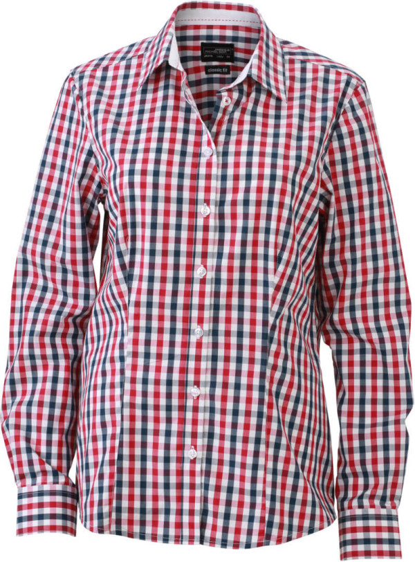 Poplin Checked Blouse longsleeve