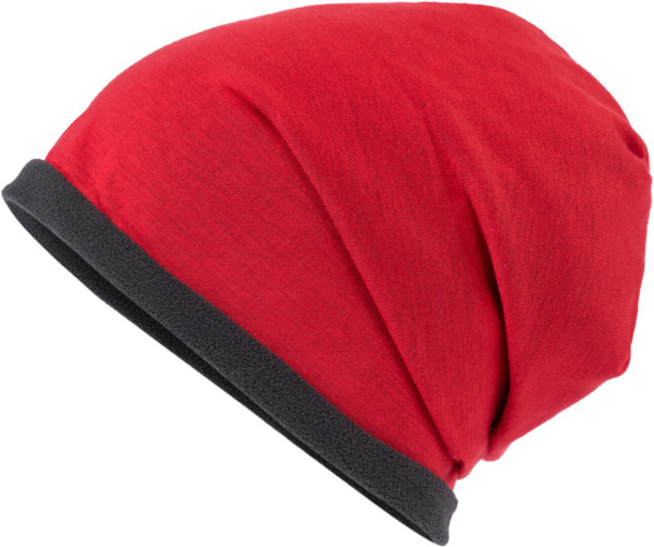 Casual Beanie with contrasting fleece border
