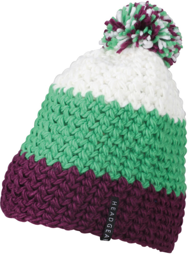 3-colour crocheted hat with pompon