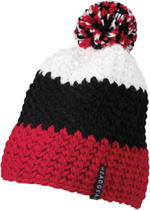 3-colour crocheted hat with pompon - Reklamnepredmety