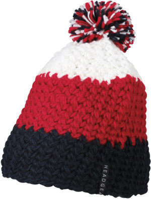 3-colour crocheted hat with pompon - Reklamnepredmety