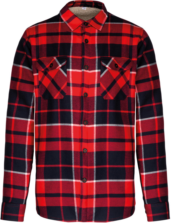 Sherpa-lined checked overshirt