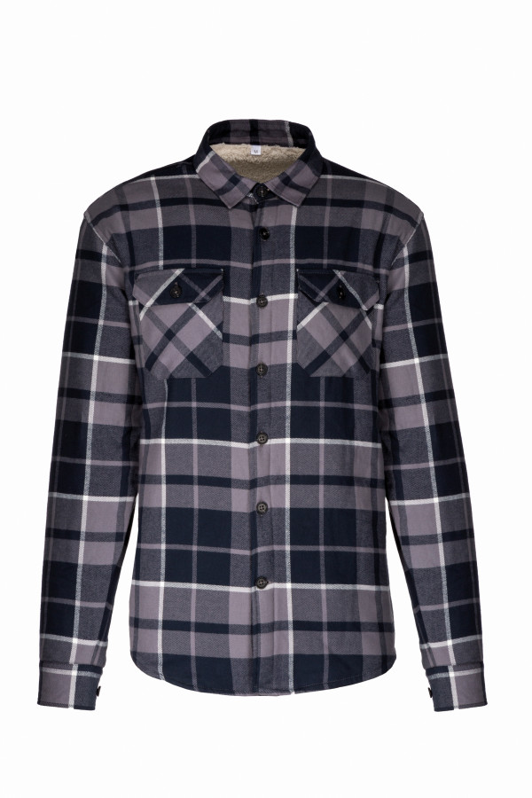 Sherpa-lined checked overshirt