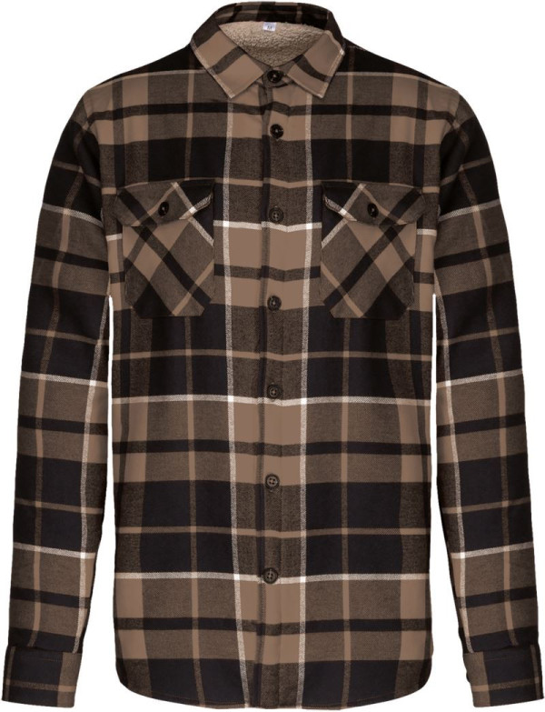 Sherpa-lined checked overshirt