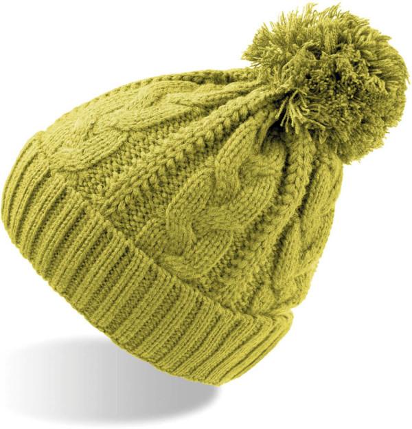 Raw Knitted Beanie with Pompon