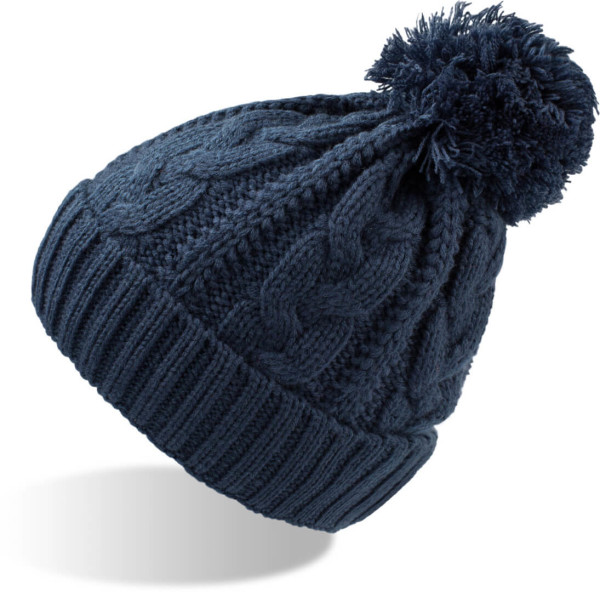 Raw Knitted Beanie with Pompon