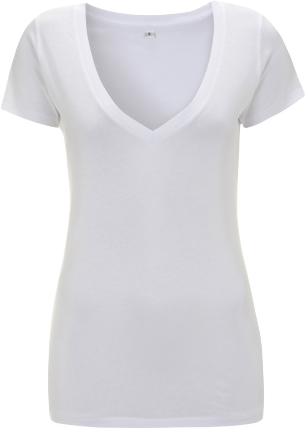 Ladies' Deep V-Neck Jersey T-Shirt