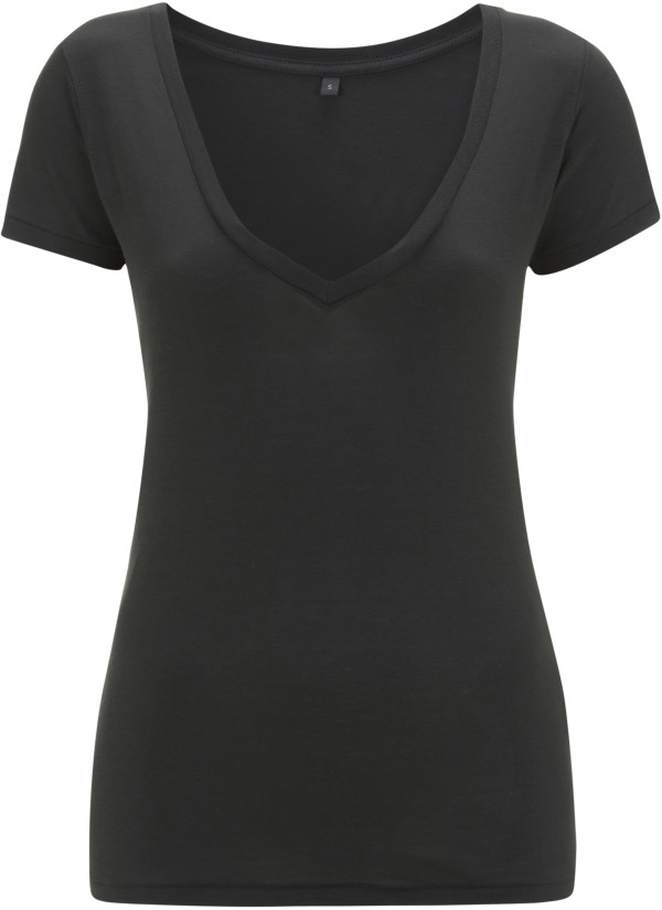 Ladies' Deep V-Neck Jersey T-Shirt