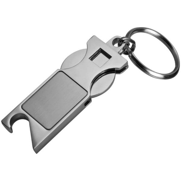 Keychain with shopping coin and bottle opener