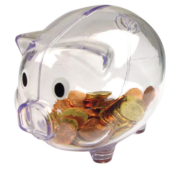 Transparent piggy bank