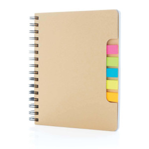 A5 Kraft spiral notebook with sticky notes - Reklamnepredmety