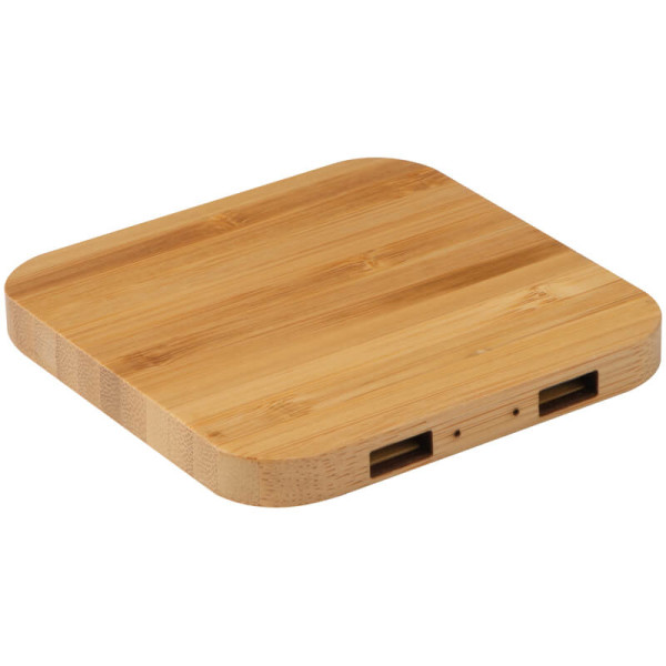 Bamboo Wireless Charger with 2 USB ports