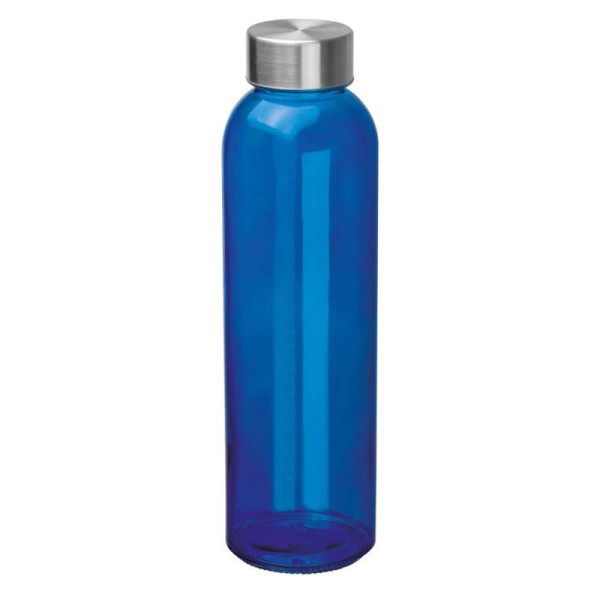 Transparent drinking bottle with grey lid