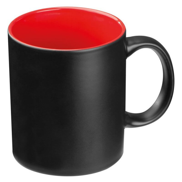 Black mug with colored inside