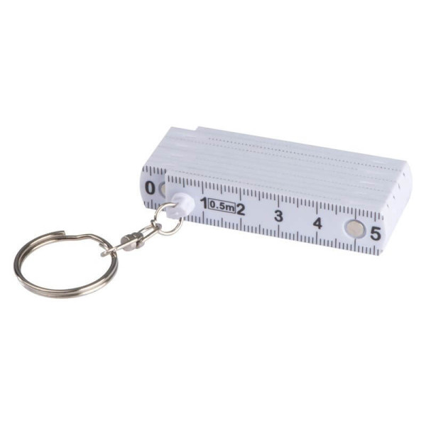 Keyring with folding ruler