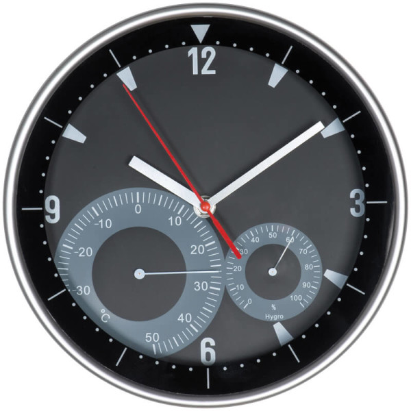 Wall clock with hygro and thermometer