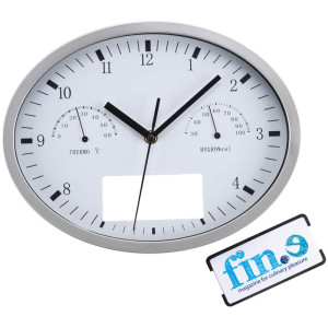 Wall clock with hygrometer, thermometer and click system - Reklamnepredmety