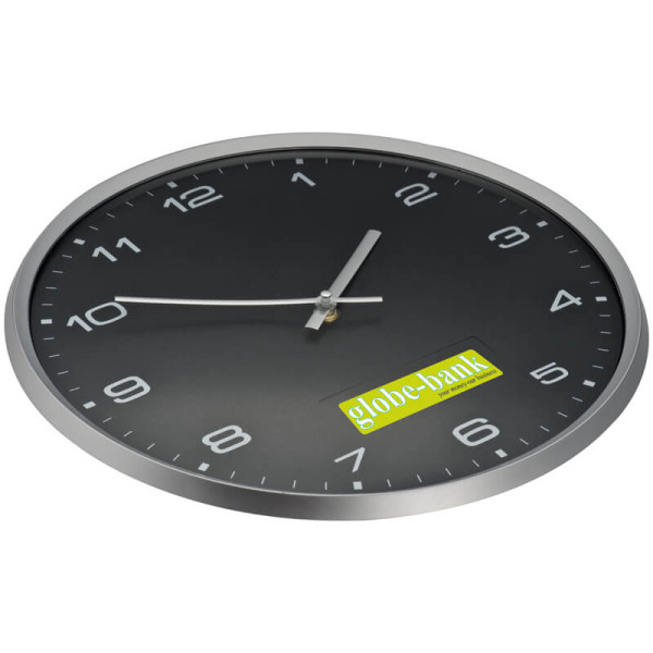 Wall clock with silver frame and click system