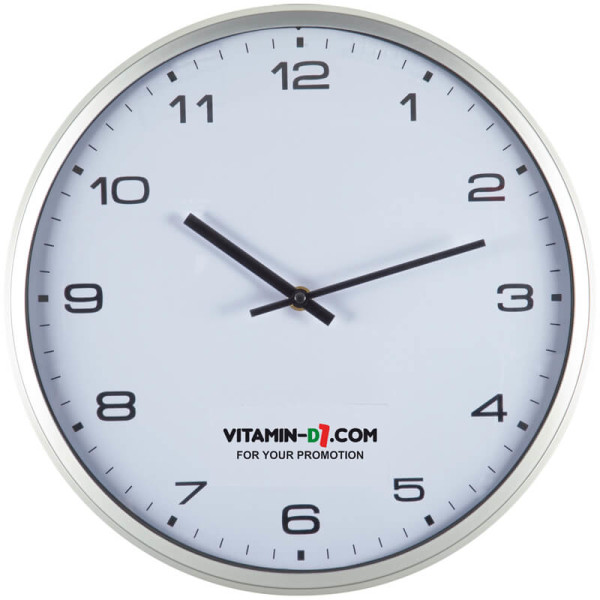 Wall clock with silver frame and click system