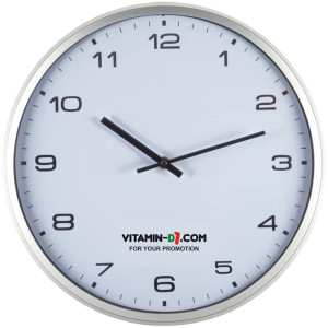 Wall clock with silver frame and click system - Reklamnepredmety